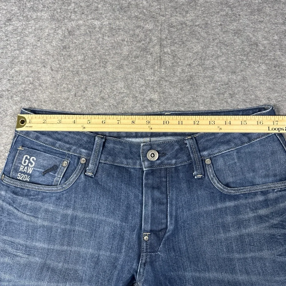 G Star Raw Jeans Mens 33x30 Blue Attacc Slim Straight Whiskering Faded $190